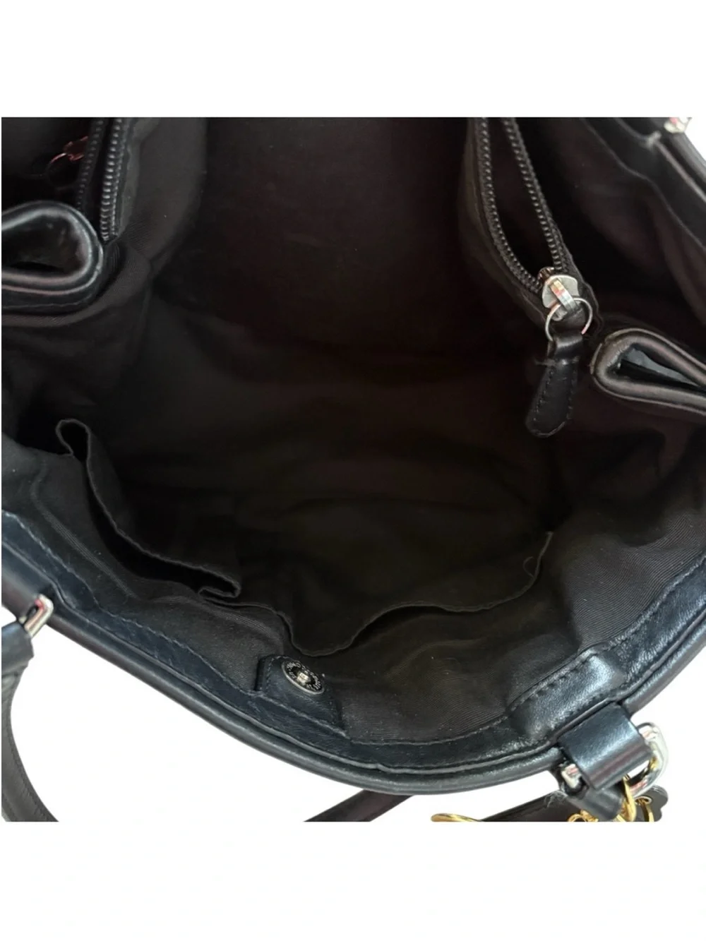 Coach Black Signature Shoulder Bag with Cherry Charm